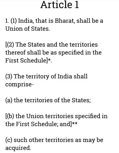 Article 1 of Indian Constitution